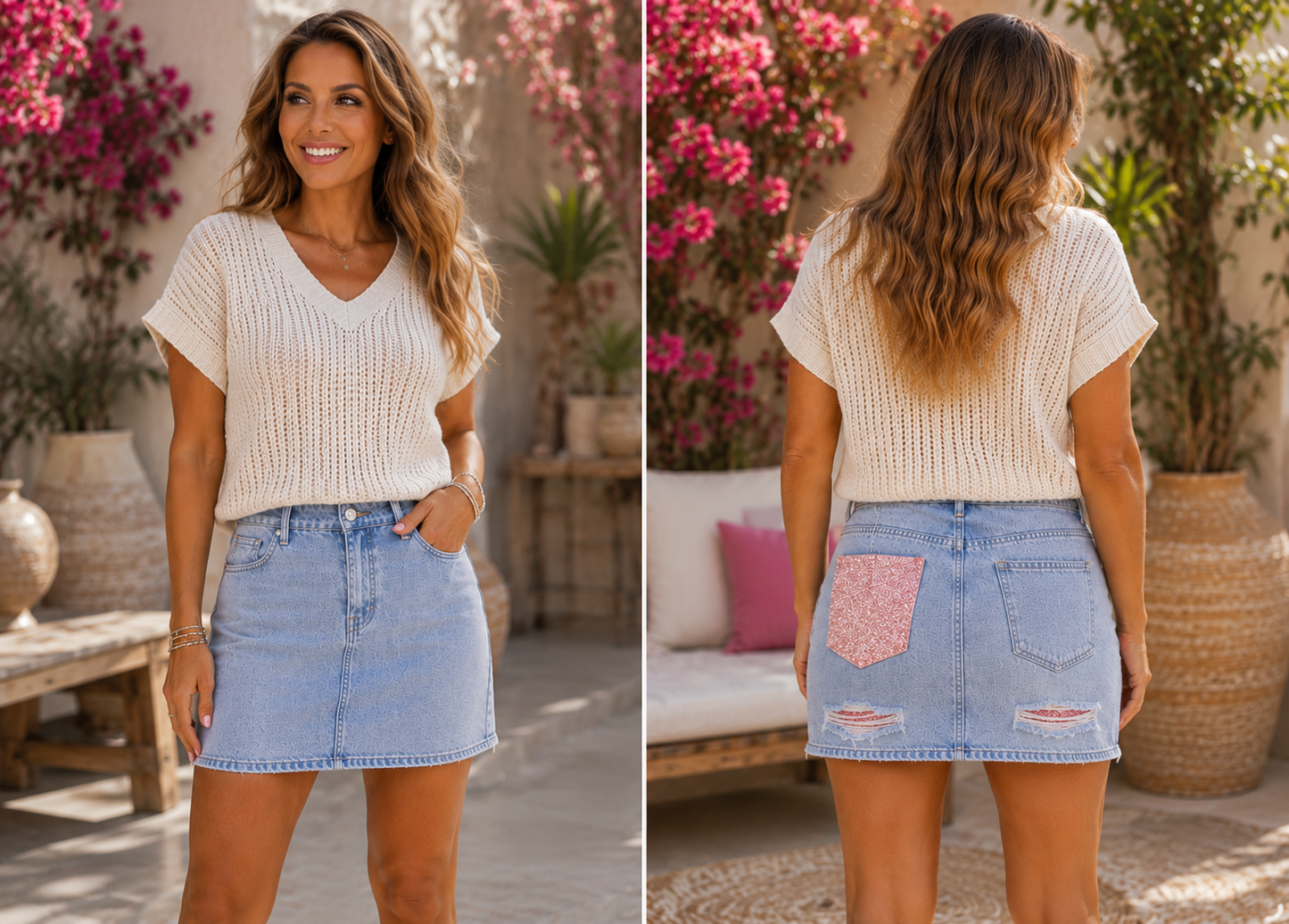Denim Rok met Gele of roze Glitterdetails– Dé Must-have van dit Seizoen