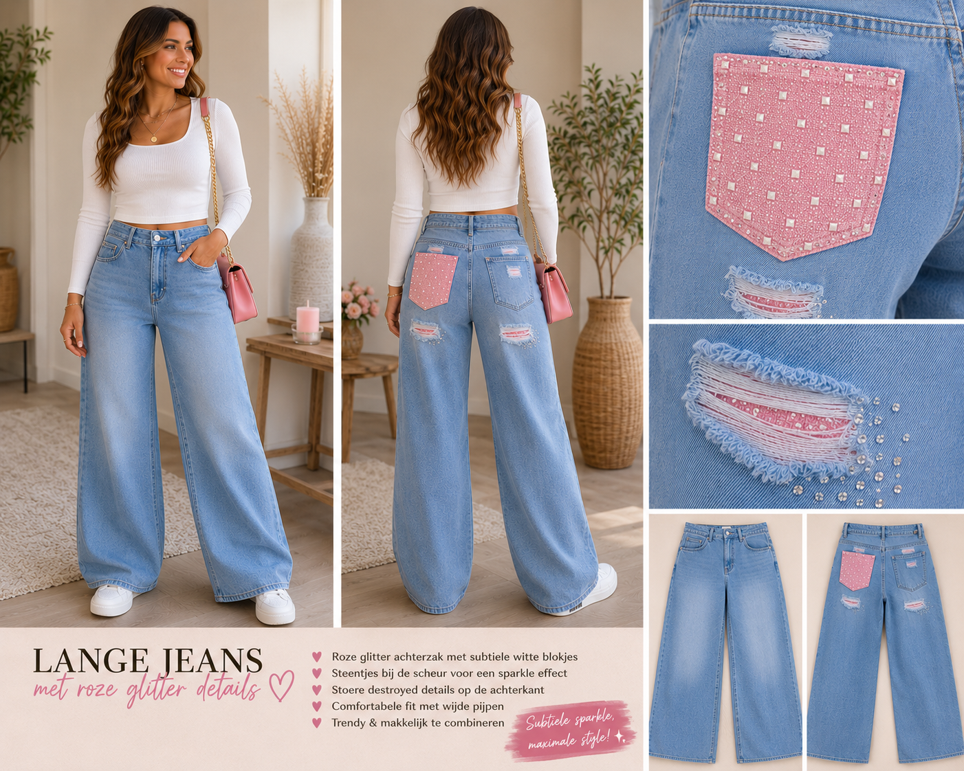 👖✨ Wide Leg Jeans – Sparkle Edition