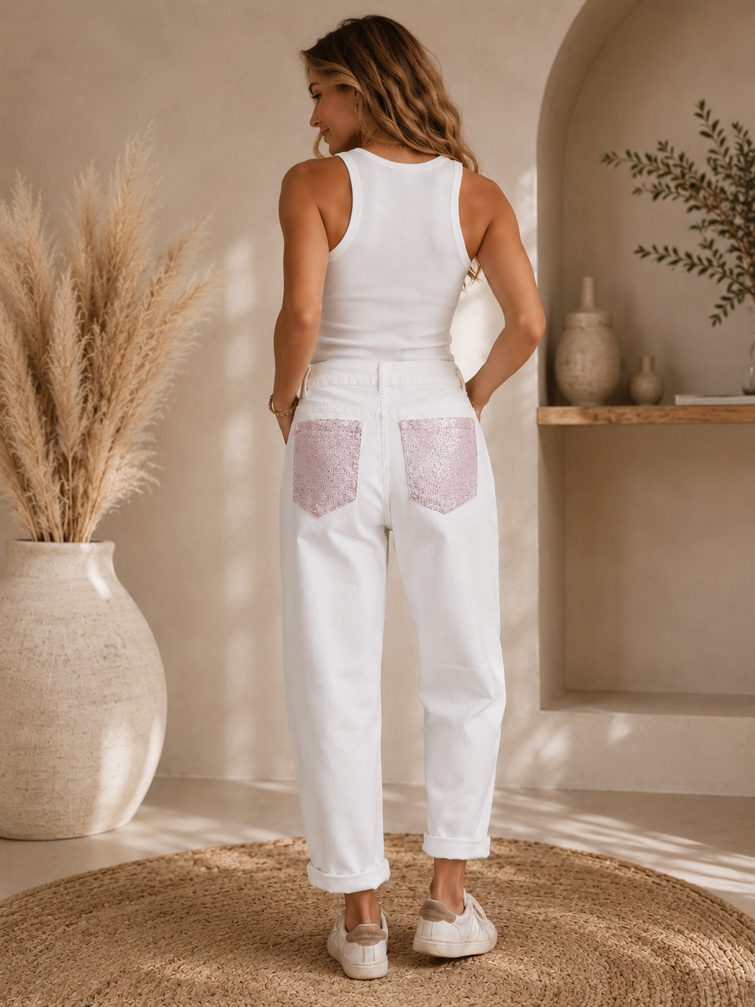 ✨ Trendy Balloon Jeans met Glitter Detail