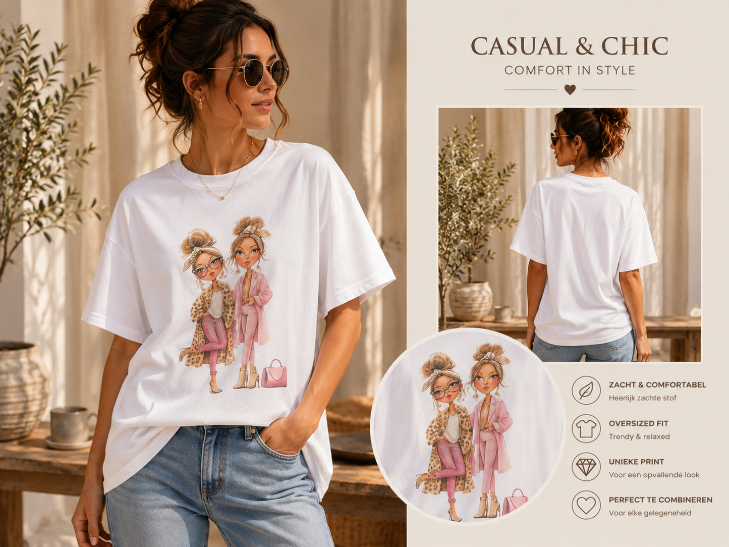 Uniek Dames T-shirt met Print
