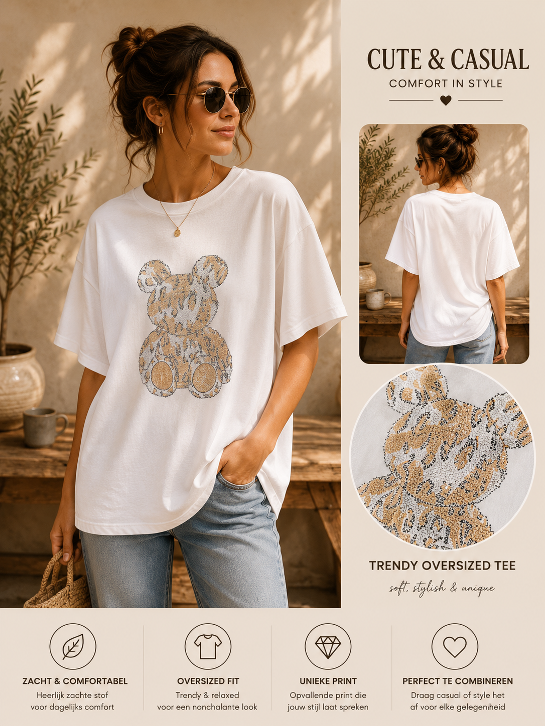 Uniek Dames T-shirt met Print
