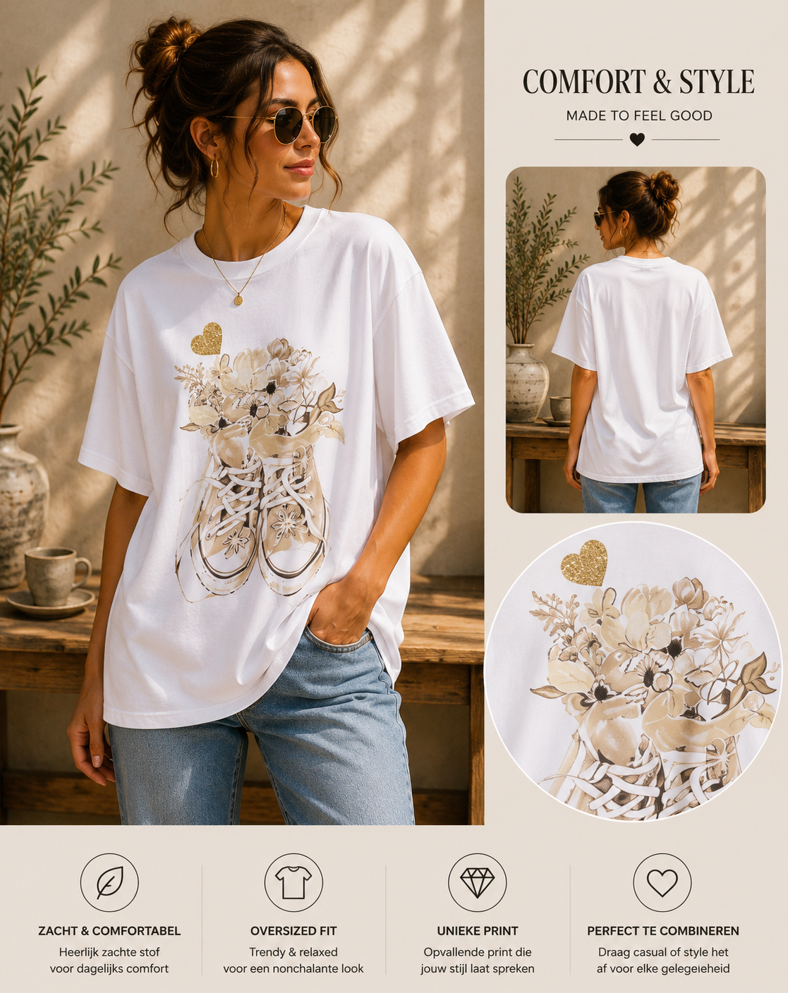Uniek Dames T-shirt met Print
