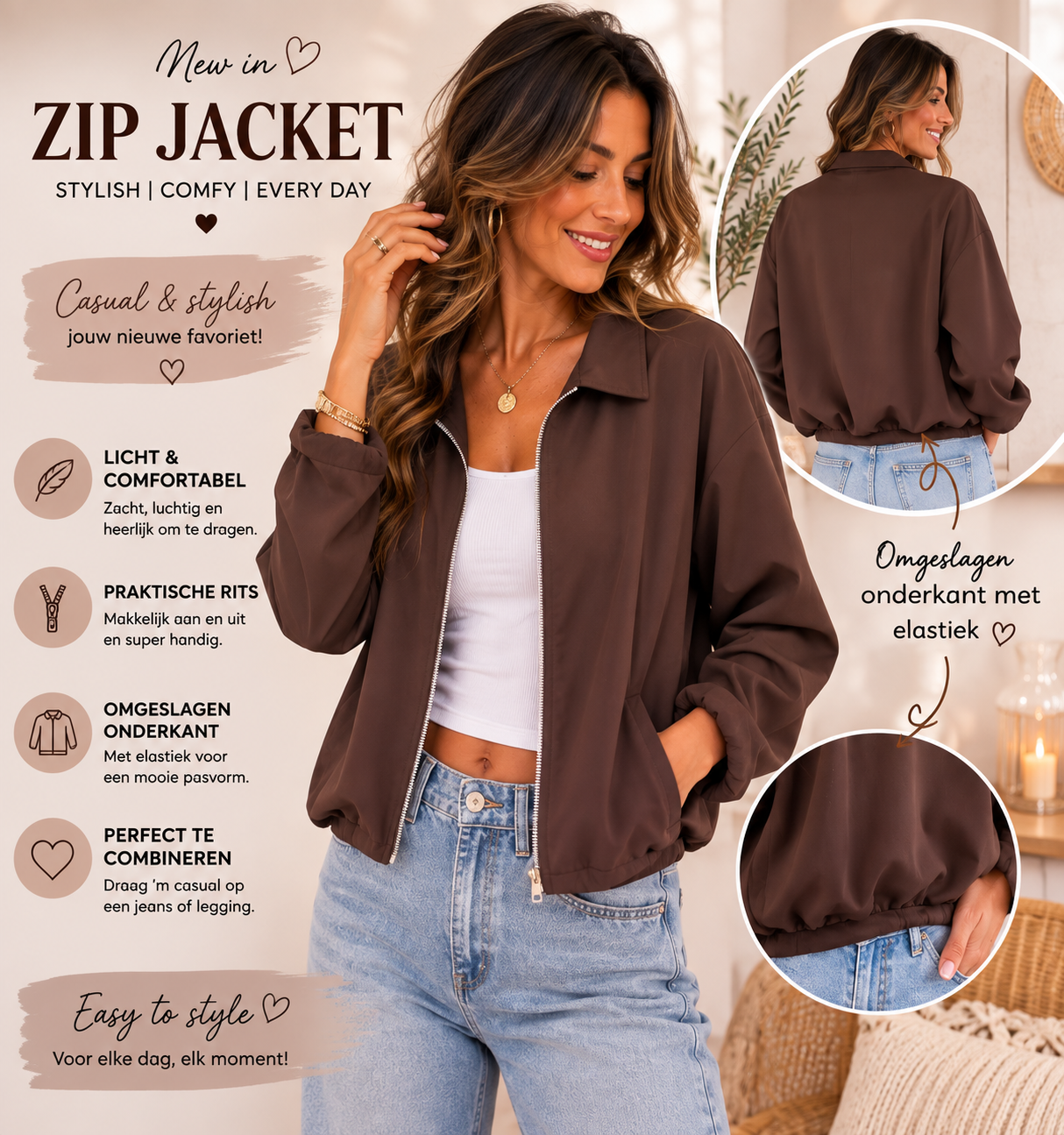 🌿 Trendy zip jacket