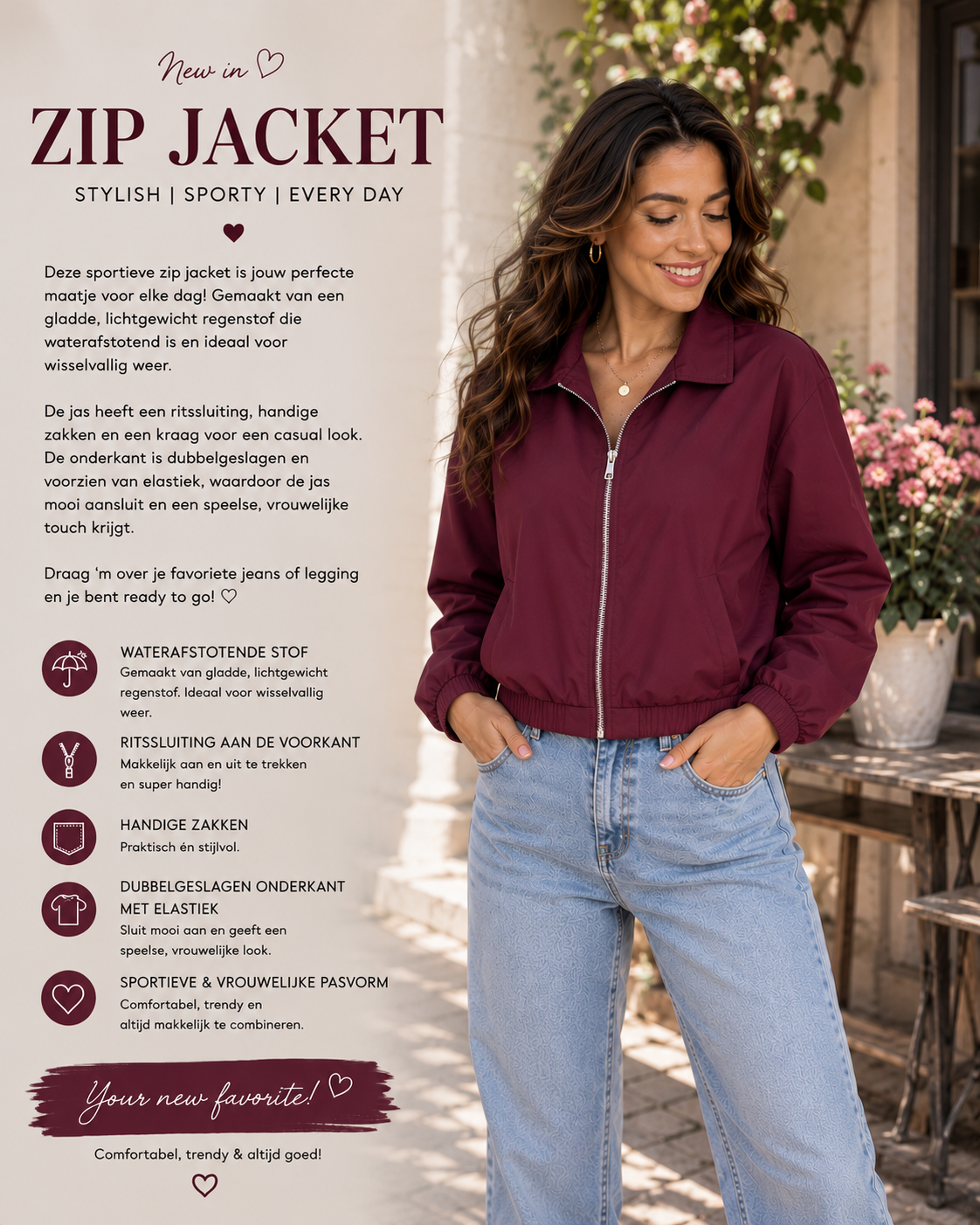 🌿 Trendy zip jacket