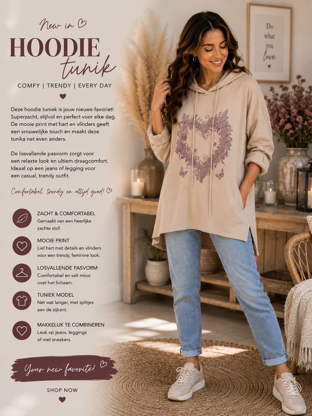 🤎 Hoodie Tuniek – comfortabel & trendy