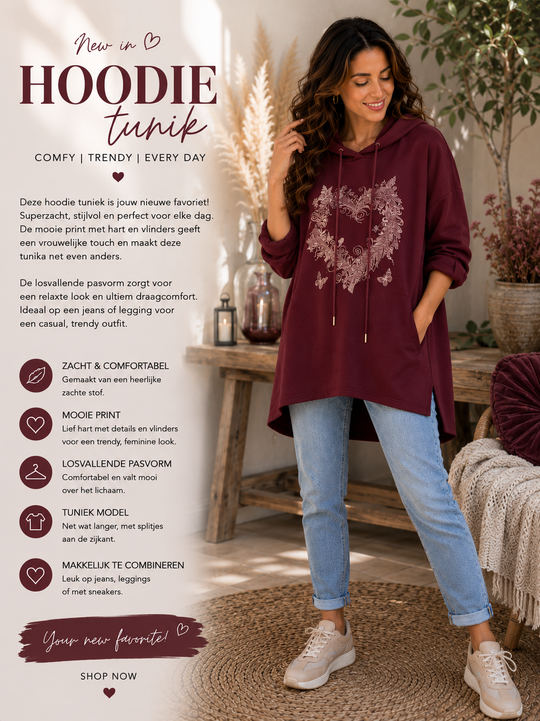 🤎 Hoodie Tuniek – comfortabel & trendy