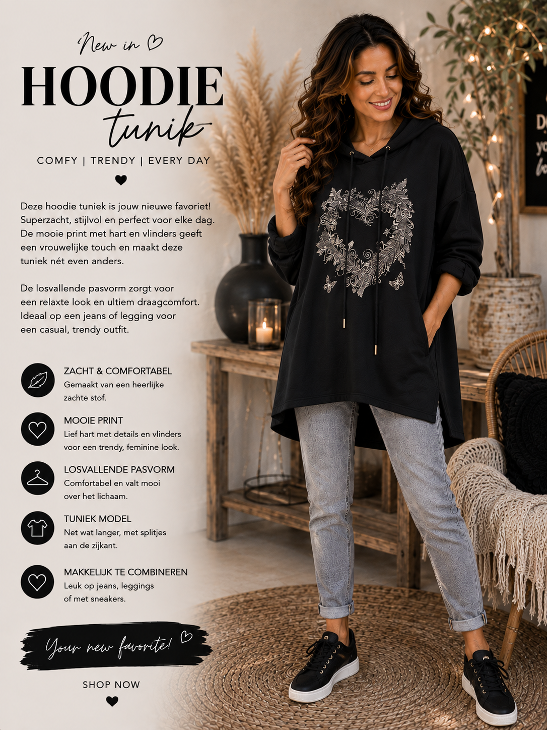 🤎 Hoodie Tuniek – comfortabel & trendy