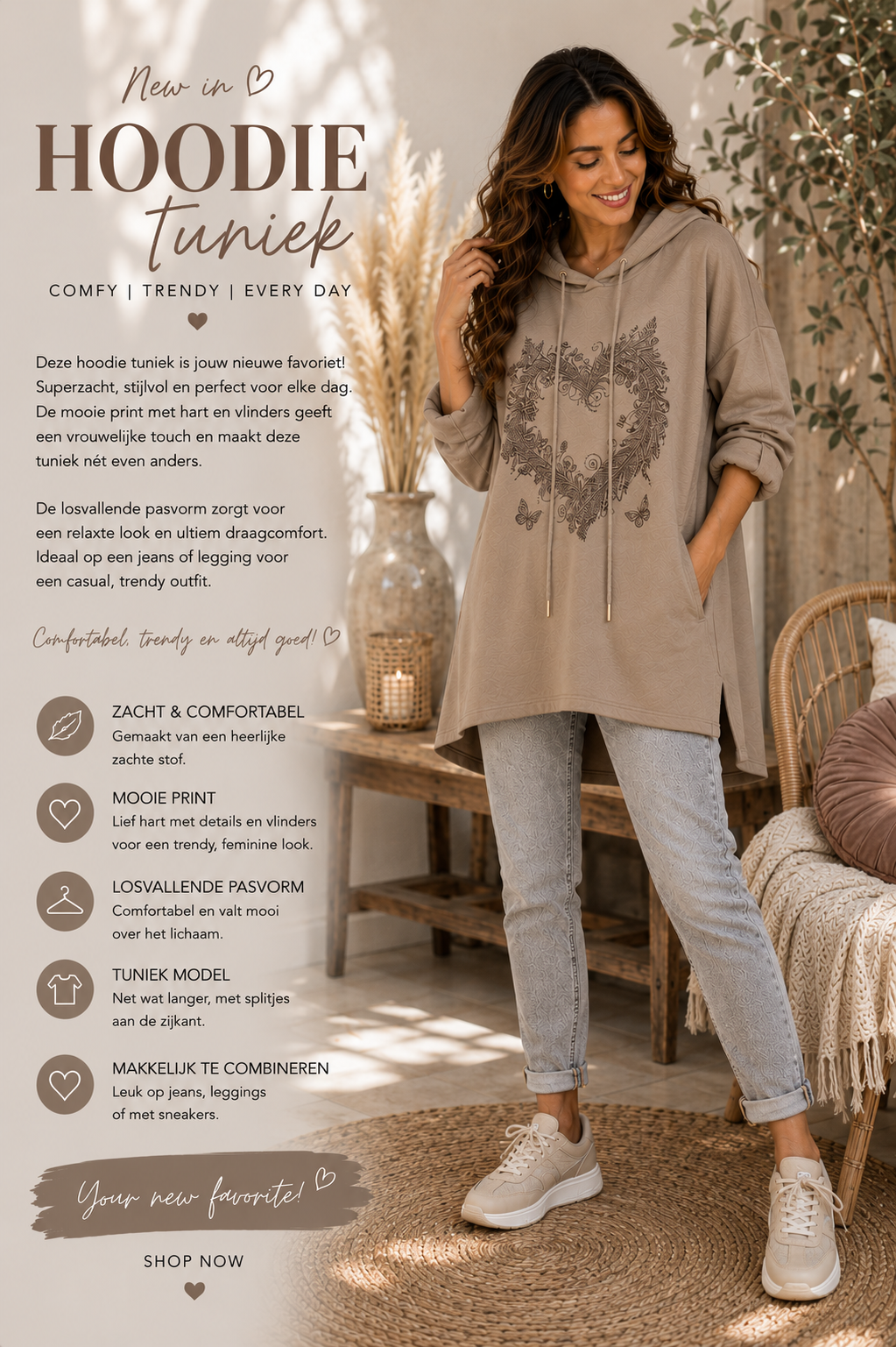 🤎 Hoodie Tuniek – comfortabel & trendy