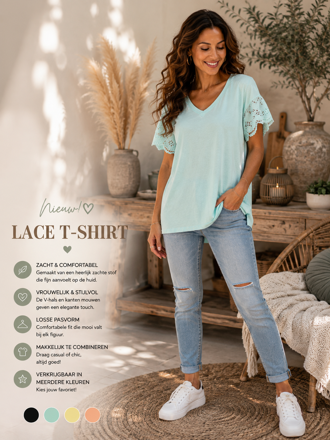 🍑 Lace T-shirt – vrouwelijk & heerlijk comfortabel