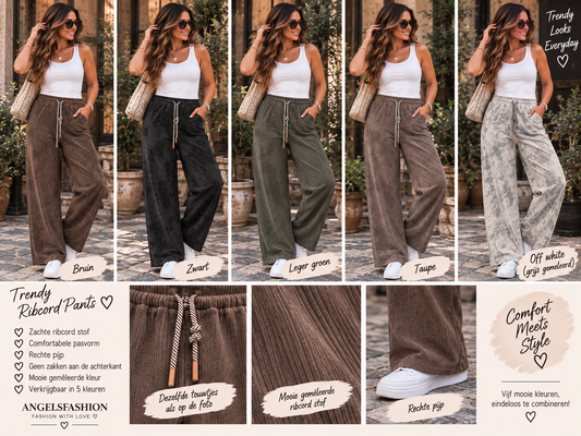 De perfecte ribcord broek – comfortabel én helemaal on trend! Zwart wit touwtje
