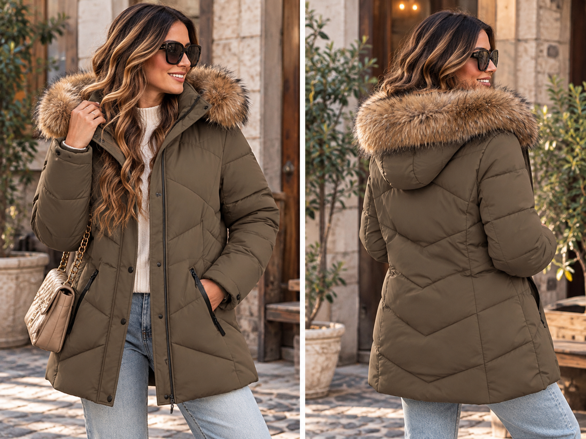 Warme winterjas met luxe bontkraag – stijlvol én comfortabel