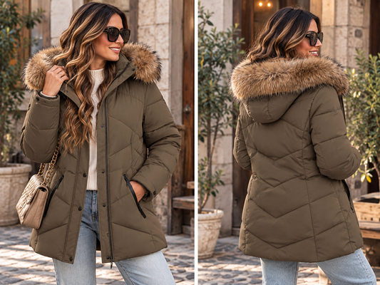 Warme winterjas met luxe bontkraag – stijlvol én comfortabel