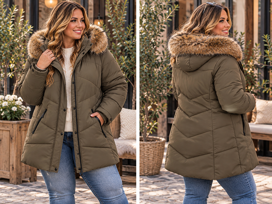 Warme winterjas met luxe bontkraag – stijlvol én comfortabel