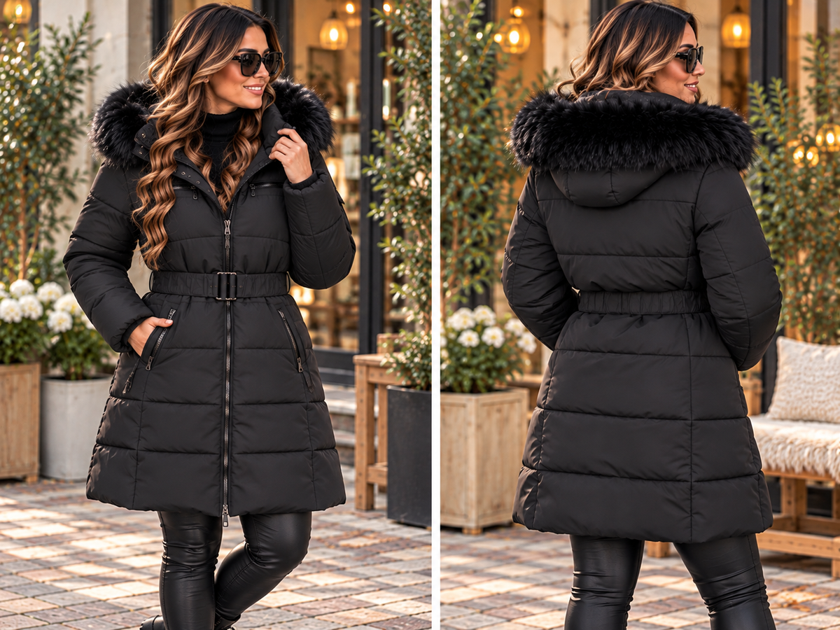 Warme & stijlvolle winterjas met luxe bontkraag