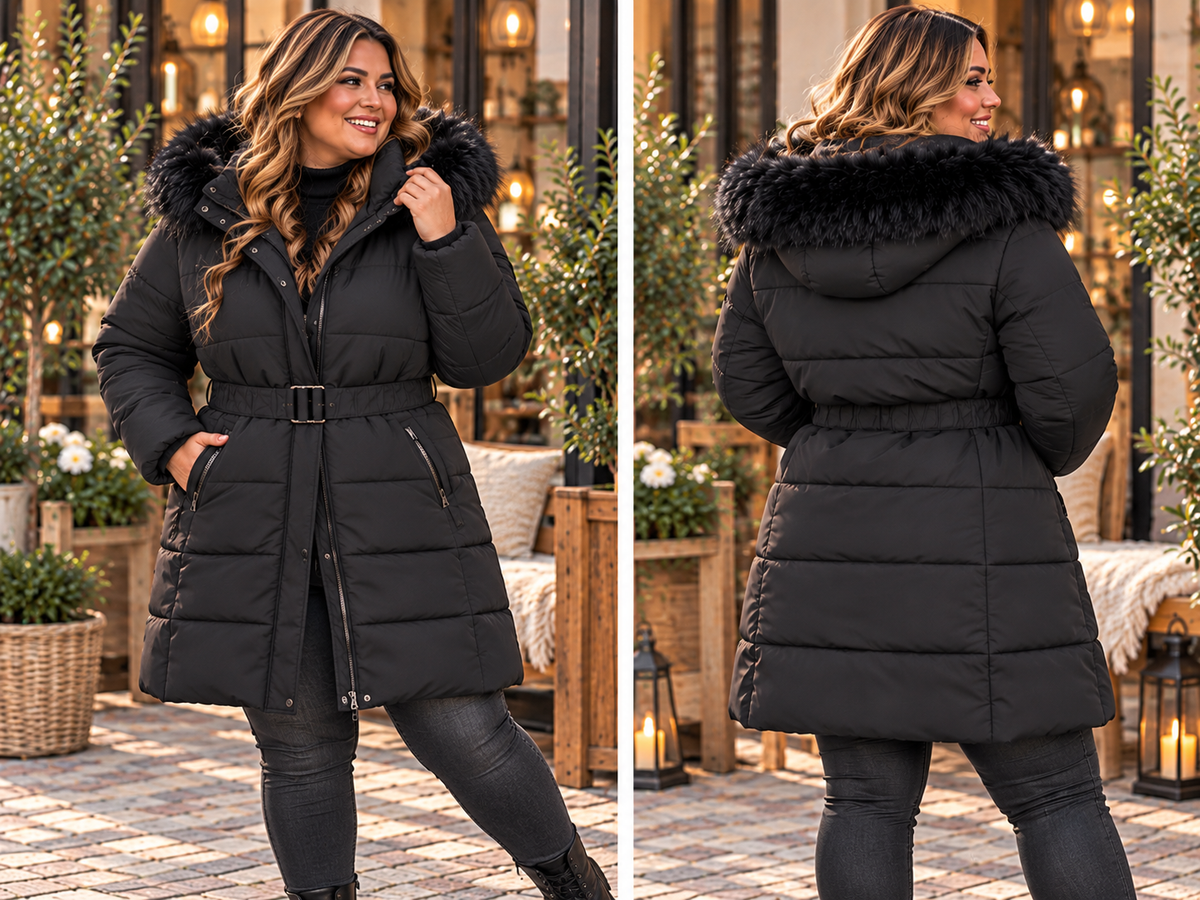 Warme & stijlvolle winterjas met luxe bontkraag