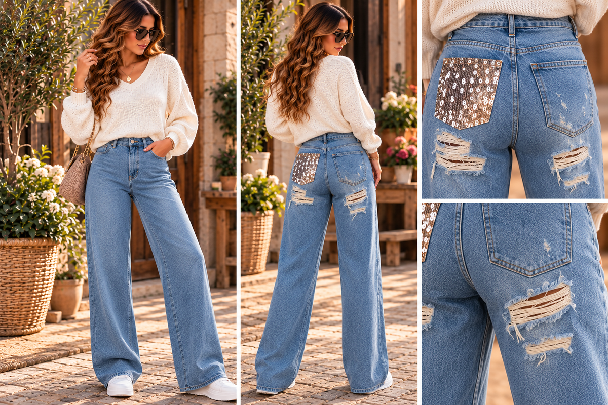 ✨ Trendy wide leg jeans met stoere details