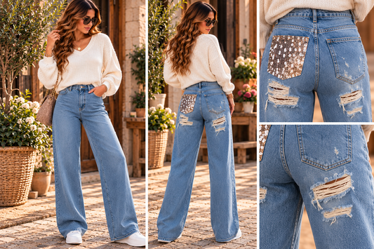 ✨ Trendy wide leg jeans met stoere details