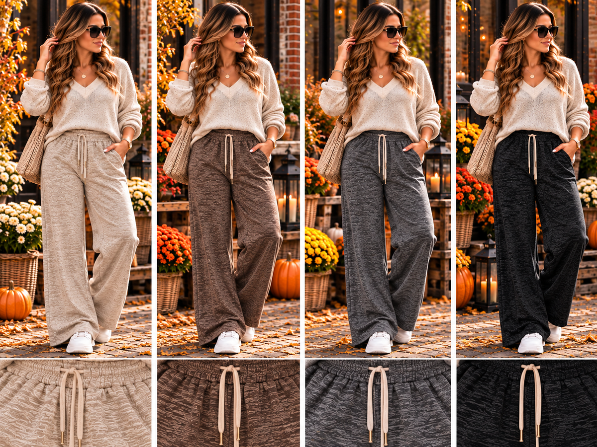 Heerlijke gemêleerde wide-leg broek – comfortabel & stijlvol